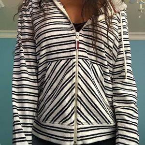 Tommy Hilfiger white and blue stripe hoodie
